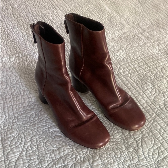 Sandro Brown Ankle Boots with Square Toe and Block Heel - Picture 1 of 7